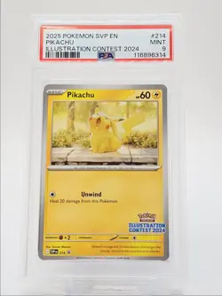 PIKACHU 2025 POKEMON BLACK STAR PROMO ILLUSTRATION CONTEST 24 #214 PSA 9 Q1518 - Image 1