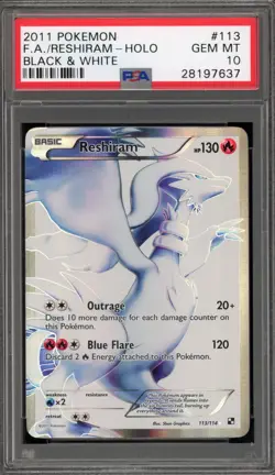 Pokemon Reshiram Black & White Full Art #113 PSA 10 Gem Mint - Image 1