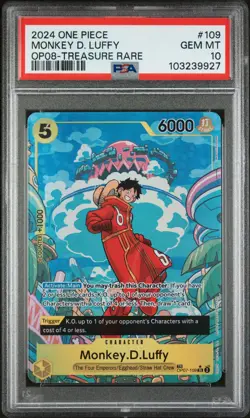 2024 One Piece Monkey D. Luffy #109 Treasure Rare Op08-Two Legends PSA 10 - Image 1