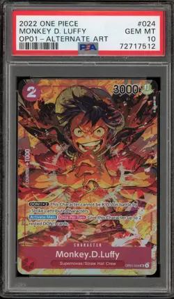 One Piece CCG Monkey.D.Luffy Alternate Art OP01-024 PSA 10 Gem Mint - Image 1