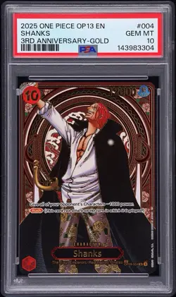 2025 ONE PIECE OP13-CARRYING ON HIS WILL 3RD ANV-GOLD #004 SHANKS PSA 10-ENGLISH - Image 1