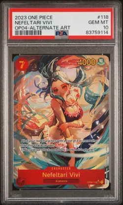 2023 ONE PIECE OP04-KINGDOMS OF INTRIGUE #118 NEFELTARI VIVI ALT ART PSA 10 - Image 1