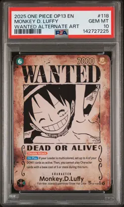 2025 ONE PIECE OP13-CARRYING ON HIS WILL #118 MONKEY D. LUFFY PSA 10 - Image 1