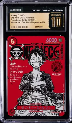 2025 ONE PIECE JAPANESE PROMO CARDS #ST21-014 MONKEY D. LUFFY CGC 10 PRISTINE - Image 1