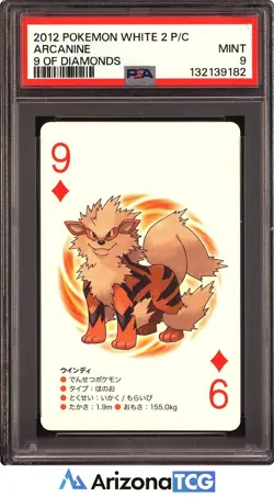 Pokemon 2012 Arcanine 9 Of Diamonds White 2 Playing Cards Japanese PSA 9 - Image 1