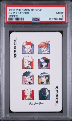 1996 POKEMON RED VERSION PLAYING CARDS JOKER GYM LEADERS PSA 9 - Image 1