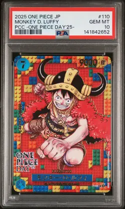 2025 ONE PIECE JPN PREM CARD COLL -ONE PIECE DAY'25- #110 MONKEY D. LUFFY PSA 10 - Image 1