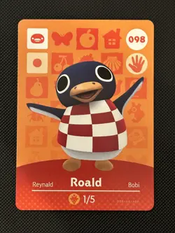 Roald 098 Animal Crossing Amiibo Card Authentic Nintendo US English Series 1 - Image 1