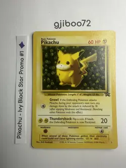 Pokemon IVY Pikachu Black Star 1 - League Promo Exclusive WotC - 1999 Card - Image 1