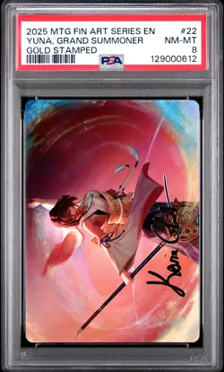 2025 MTG FINAL FANTASY ART SERIES GOLD STAMPED #22 YUNA, GRAND SUMMONER PSA 8 - Image 1