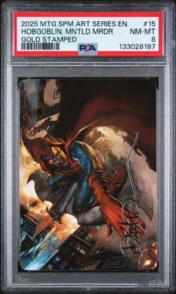 2025 MTG MARVELS SPIDER-MAN ART SERIES GOLD STAMPED HOBGOBLIN, MNTLD MRDR PSA 8 - Image 1
