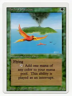 Birds of Paradise, Rare Green Summon Mana Birds, Revised Reg, Mark Poole, MISCUT - Image 1