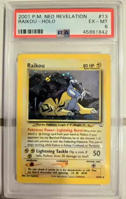 2001 POKEMON NEO REVELATION #13 RAIKOU-HOLO PSA 6 - Image 1