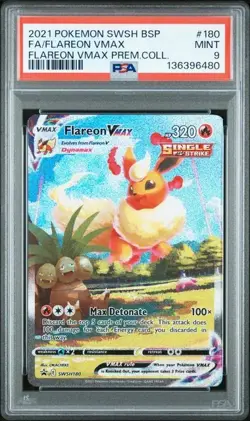 2021 POKEMON SWSH BLACK STAR PROMO 180 FULL ART/FLAREON VMAX FLAREON VMAX PSA 9 - Image 1