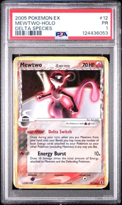 2005 POKEMON EX DELTA SPECIES #12 MEWTWO-HOLO PSA 1 - Image 1