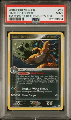 2004 POKEMON EX TEAM ROCKET RETURNS #15 DARK DRAGONITE-REVERSE FOIL PSA 9 - Image 1