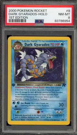 Pokemon Dark Gyarados Team Rocket 1st Edition Holo Rare #8 PSA 8 - Image 1
