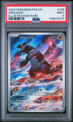 2023 POKEMON PAR EN-PARADOX RIFT ILLUSTRATION RARE #199 GROUDON PSA 9 - Image 1