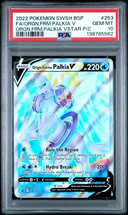 2022 POKEMON SWSH BLACK STAR PROMO #253 FULL ART/ORIGIN FORME PALKIA V PSA 10 - Image 1