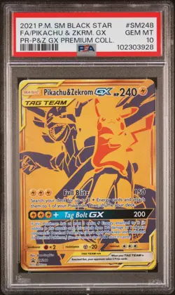 2021 Pokemon SM Promo Pikachu & Zekrom GX #SM248 FA Premium Coll PSA 10 GEM MINT - Image 1
