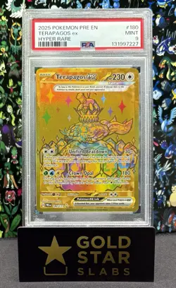 PSA 9 Pokemon 2025 Terapagos ex 180/131 Full Art Hyper Rare Prismatic Evolutions - Image 1