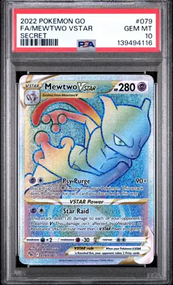 2022 POKEMON GO SECRET #079 FULL ART/MEWTWO VSTAR PSA 10 - Image 1