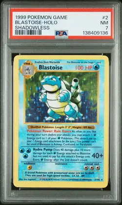 1999 POKEMON BASE SET SHADOWLESS #2 BLASTOISE-HOLO PSA 7 - Image 1