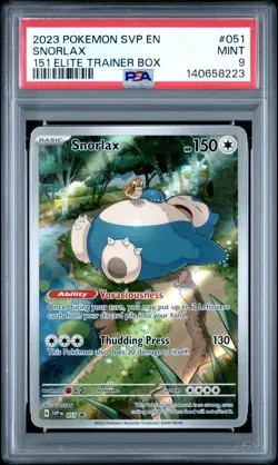 2023 POKEMON SVP EN-SV BLACK STAR PROMO 151 ELITE TRAINER BOX #051 SNORLAX PSA 9 - Image 1
