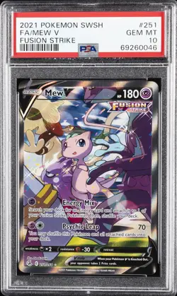 2021 POKEMON SWORD & SHIELD FUSION STRIKE #251 FULL ART/MEW V PSA 10 - Image 1