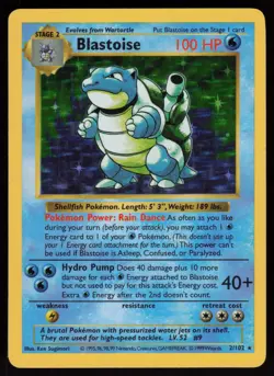 Blastoise 2/102 SHADOWLESS Holo Rare Base Set Pokemon - Image 1