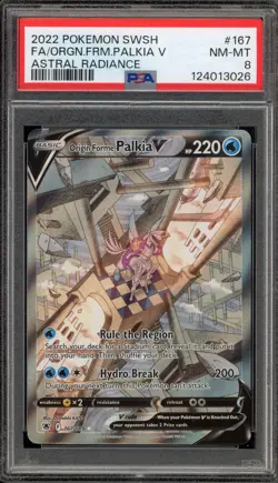 Pokemon Origin Forme Palkia V Astral Radiance Full Alt Art #167 PSA 8 - Image 1