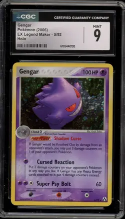 Pokemon Gengar EX Legend Maker Holo Rare #5 CGC 9 Mint - Image 1