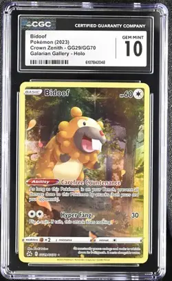 Pokemon Bidoof 2023 Crown Zenith GG29/GG70 CGC 10 - Image 1