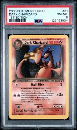 Dark Charizard 2000 Pokemon Rocket 1st Edition - #21 - PSA 8 - Image 1