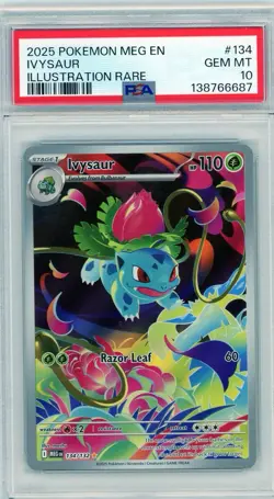 2025 Pokemon Mega Evolutions Ivysaur Illustration Rare #134 PSA 10 Gem Mint - Image 1