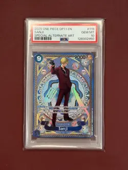 2025 ONE PIECE OP11-A FIST OF DIVINE SPEED SPECIAL ALTERNATE ART SANJI EN PSA 10 - Image 1