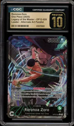 One Piece CCG Roronoa Zoro Legacy Alt Art Parallel OP12-020 CGC 10 Pristine - Image 1