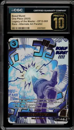 One Piece CCG Boeuf Burst Legacy Alt Art Parallel OP12-060 CGC 10 Pristine - Image 1