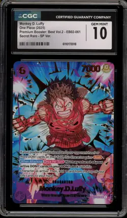One Piece CCG Monkey.D.Luffy PRB02 Secret Rare EB02-061 CGC 10 Gem Mint - Image 1