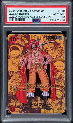 2024 ONE PIECE JAPANESE OP09-GOLD MANGA ALTERNATE ART #118 GOL D. ROGER PSA 10 - Image 1
