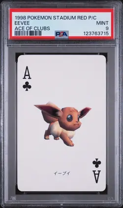 1998 POKEMON STADIUM RED VERSION PLAYING CARDS ACE OF CLUBS EEVEE PSA 9 - Image 1