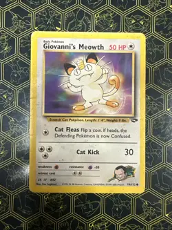 Giovanni's Meowth 74/132 Gym Challenge Pokemon TCG Card 2000 WoTC D1 - Image 1