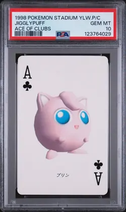 1998 POKEMON STADIUM YELLOW VERSION PLAYING CARDS ACE OF CLUBS JIGGLYPUFF PSA 10 - Image 1