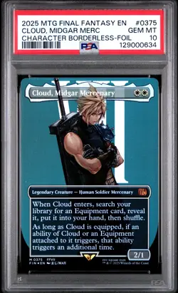 2025 MTG FINAL FANTASY CHARACTER BORDERLESS-FOIL CLOUD, MIDGAR MERCENARY PSA 10 - Image 1