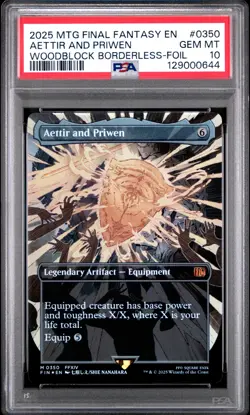 2025 MTG FINAL FANTASY WOODBLOCK BORDERLESS-FOIL #0350 AETTIR AND PRIWEN PSA 10 - Image 1
