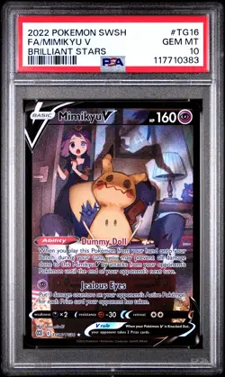 2022 POKEMON SWORD & SHIELD BRILLIANT STARS #TG16 FULL ART/MIMIKYU V PSA 10 - Image 1
