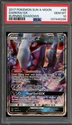 Pokemon Darkrai GX Burning Shadows Holo Ultra Rare #88 PSA 10 Gem Mint - Image 1