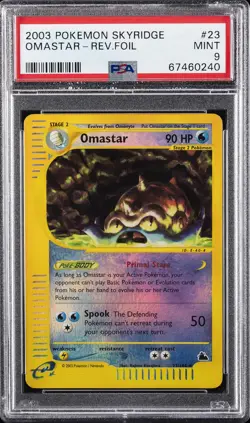 2003 POKEMON SKYRIDGE #23 OMASTAR-REVERSE FOIL PSA 9 - Image 1
