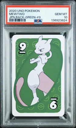 2020 UNO POKEMON JAPANESE BACK-GREEN-#9 MEWTWO PSA 10 - Image 1