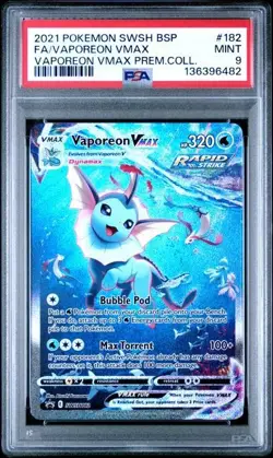 2021 POKEMON SWSH BLACK STAR PROMO 182 FULL ART/VAPOREON VMAX VAPOREON VMAX PSA9 - Image 1
